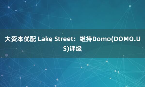 大资本优配 Lake Street：维持Domo(DOMO.US)评级